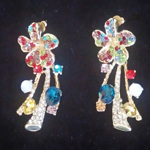 Colorful Rhinestone Earrings - Picture 1 of 5